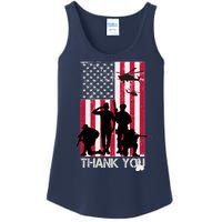 Thank You Memorial Day Soldiers USA Flag Ladies Essential Tank