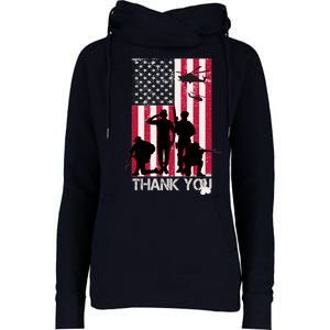 Thank You Memorial Day Soldiers USA Flag Womens Funnel Neck Pullover Hood