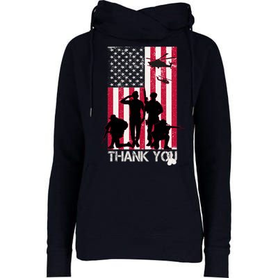 Thank You Memorial Day Soldiers USA Flag Womens Funnel Neck Pullover Hood