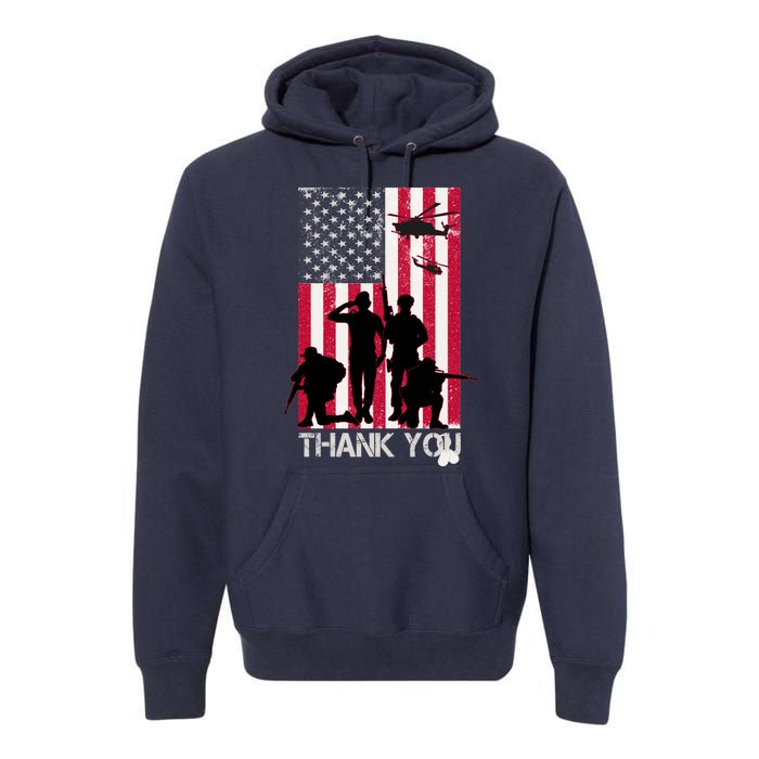 Thank You Memorial Day Soldiers USA Flag Premium Hoodie