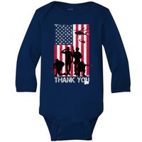 Thank You Memorial Day Soldiers USA Flag Baby Long Sleeve Bodysuit