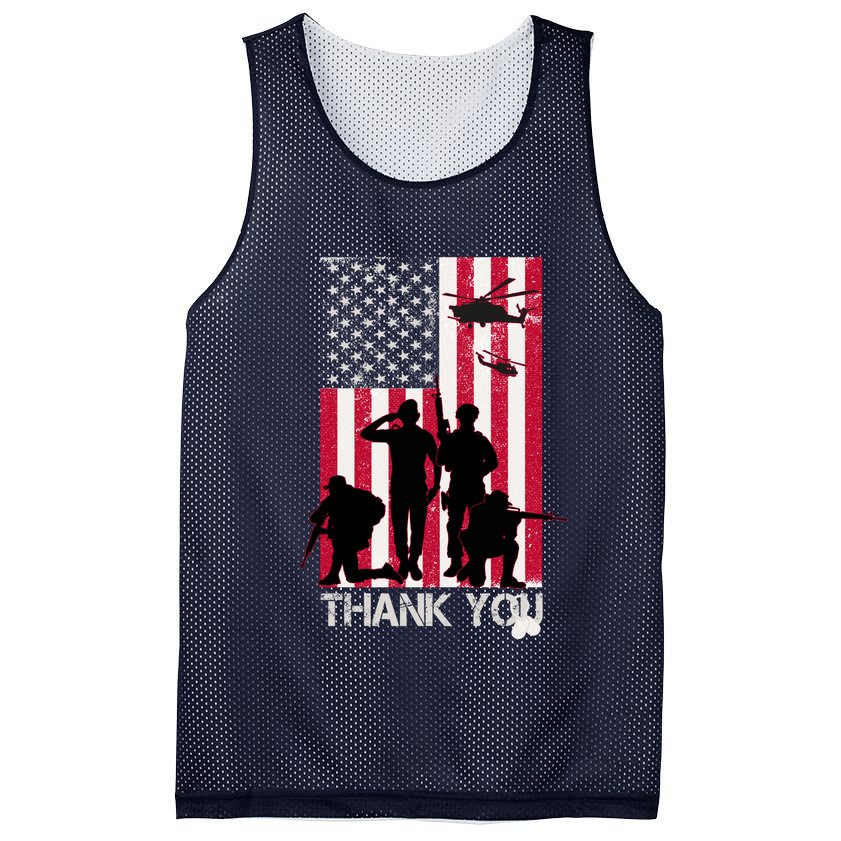 Thank You Memorial Day Soldiers USA Flag Mesh Reversible Basketball Jersey Tank