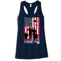 Thank You Memorial Day Soldiers USA Flag Women's Racerback Tank