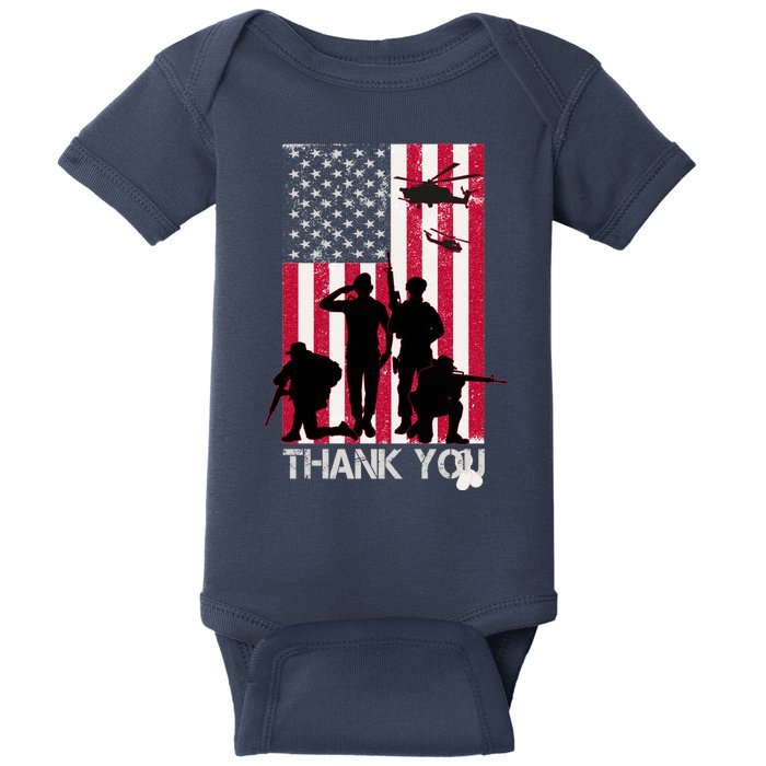 Thank You Memorial Day Soldiers USA Flag Baby Bodysuit