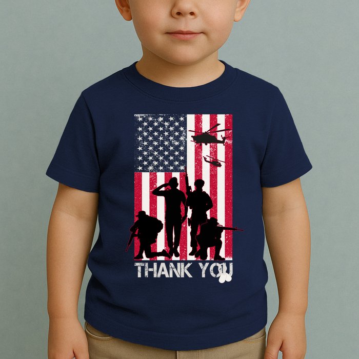 Thank You Memorial Day Soldiers USA Flag Toddler T-Shirt