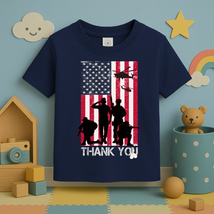 Thank You Memorial Day Soldiers USA Flag Toddler T-Shirt