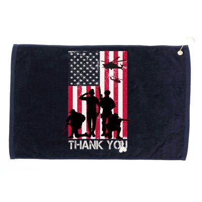 Thank You Memorial Day Soldiers USA Flag Grommeted Golf Towel