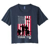 Thank You Memorial Day Soldiers USA Flag Women's Crop Top Tee