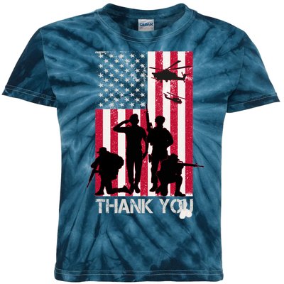 Thank You Memorial Day Soldiers USA Flag Kids Tie-Dye T-Shirt