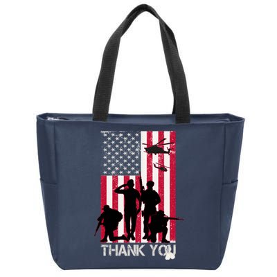 Thank You Memorial Day Soldiers USA Flag Zip Tote Bag