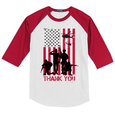 Thank You Memorial Day Soldiers USA Flag Kids Colorblock Raglan Jersey