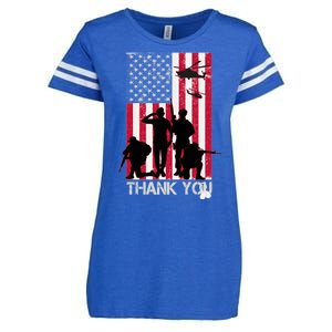 Thank You Memorial Day Soldiers USA Flag Enza Ladies Jersey Football T-Shirt