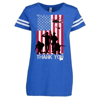 Thank You Memorial Day Soldiers USA Flag Enza Ladies Jersey Football T-Shirt