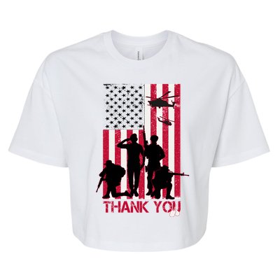 Thank You Memorial Day Soldiers USA Flag Bella+Canvas Jersey Crop Tee