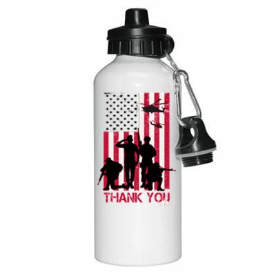 Thank You Memorial Day Soldiers USA Flag Aluminum Water Bottle