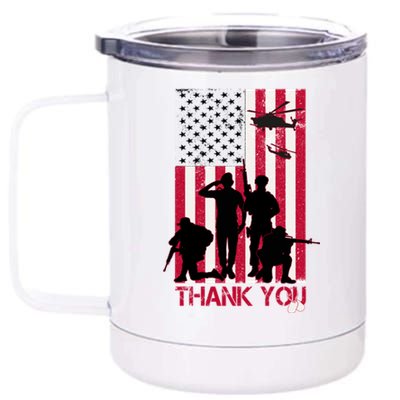 Thank You Memorial Day Soldiers USA Flag 12 oz Stainless Steel Tumbler Cup