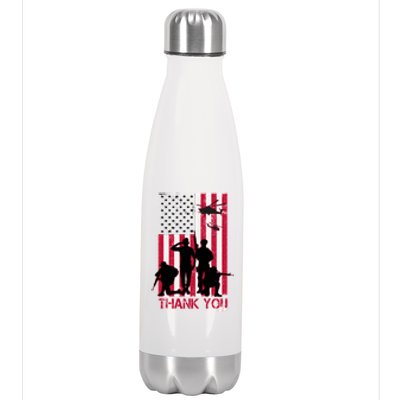 Thank You Memorial Day Soldiers USA Flag Stainless Steel Insulated Water Bottle