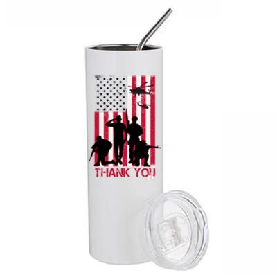 Thank You Memorial Day Soldiers USA Flag Stainless Steel Tumbler