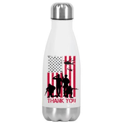 Thank You Memorial Day Soldiers USA Flag Stainless Steel Insulated Water Bottle