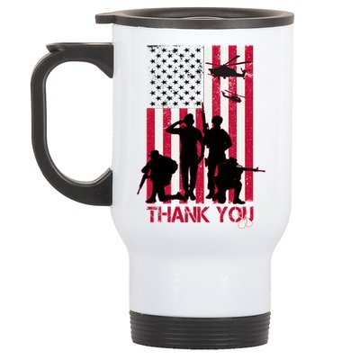 Thank You Memorial Day Soldiers USA Flag Stainless Steel Travel Mug