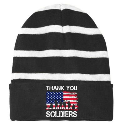 Thank You Soldiers Striped Beanie with Solid Band