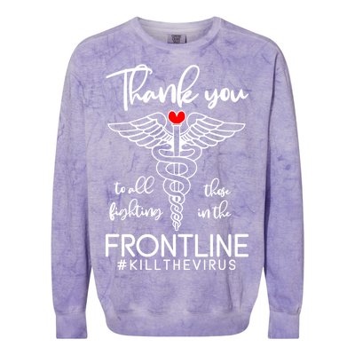 Thank You To All Those Fighting In The Frontline Colorblast Crewneck Sweatshirt