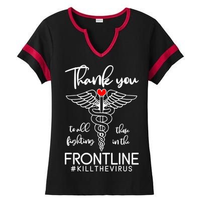 Thank You To All Those Fighting In The Frontline Ladies Halftime Notch Neck Tee