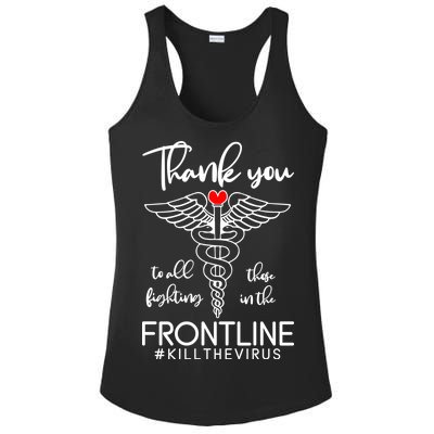 Thank You To All Those Fighting In The Frontline Ladies PosiCharge Competitor Racerback Tank