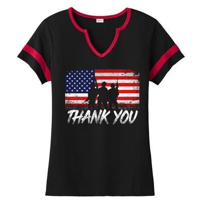 Thank You USA Troops Ladies Halftime Notch Neck Tee