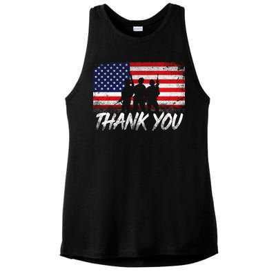 Thank You USA Troops Ladies PosiCharge Tri-Blend Wicking Tank