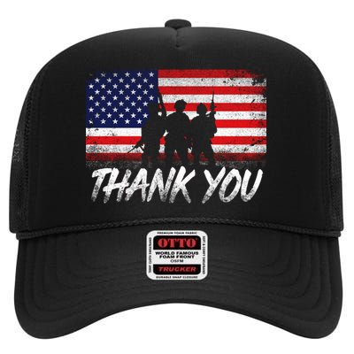 Thank You USA Troops High Crown Mesh Back Trucker Hat