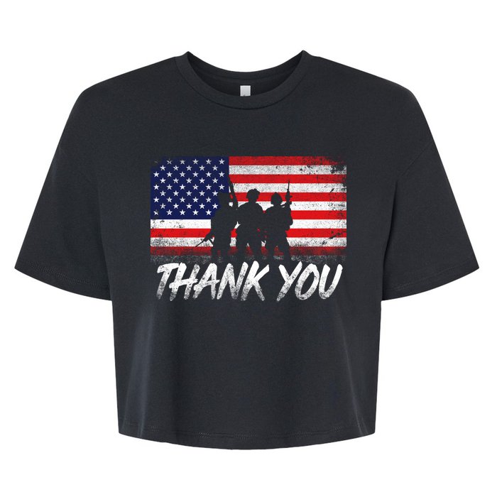 Thank You USA Troops Bella+Canvas Jersey Crop Tee