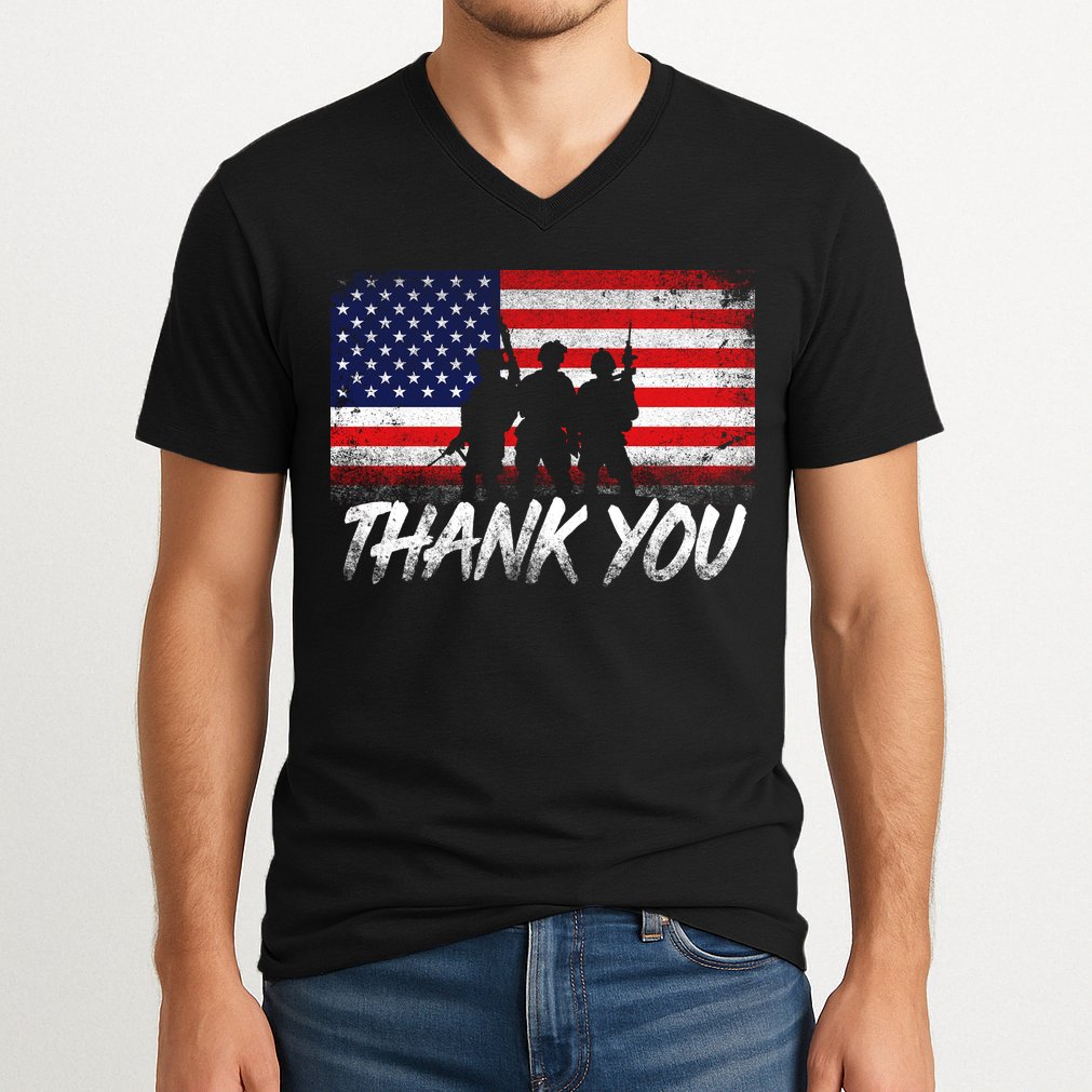 Thank You USA Troops V-Neck T-Shirt