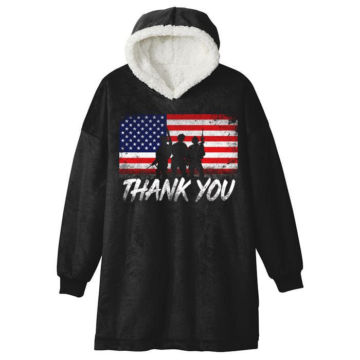 Thank You USA Troops Hooded Wearable Blanket