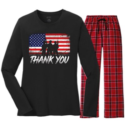 Thank You USA Troops Women's Long Sleeve Flannel Pajama Set 