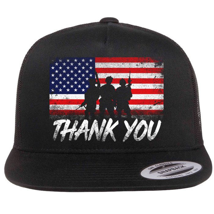 Thank You USA Troops Flat Bill Trucker Hat