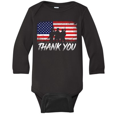 Thank You USA Troops Baby Long Sleeve Bodysuit