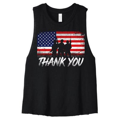 Thank You USA Troops Women's Racerback Cropped Tank