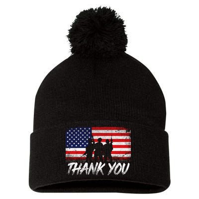 Thank You USA Troops Pom Pom 12in Knit Beanie