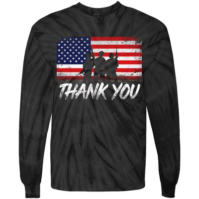 Thank You USA Troops Tie-Dye Long Sleeve Shirt
