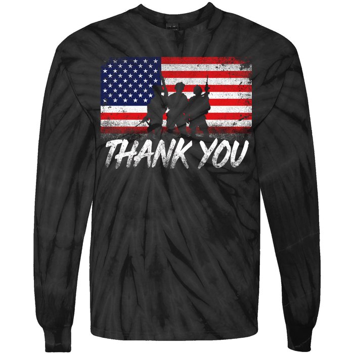 Thank You USA Troops Tie-Dye Long Sleeve Shirt