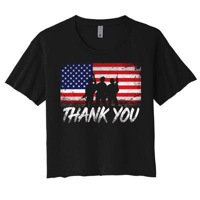 Thank You USA Troops Women's Crop Top Tee