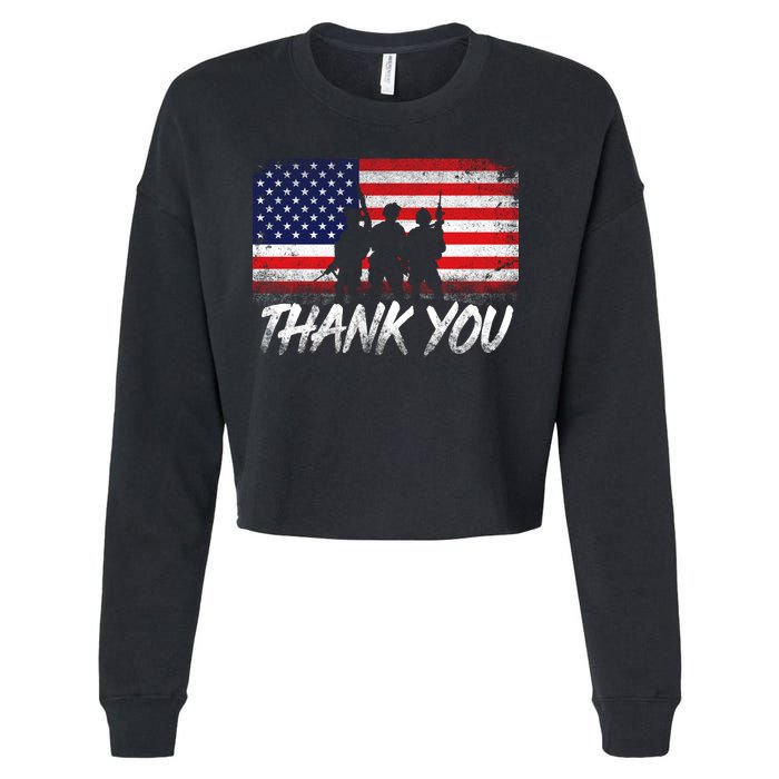 Thank You USA Troops Cropped Pullover Crew