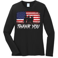 Thank You USA Troops Ladies Long Sleeve Shirt