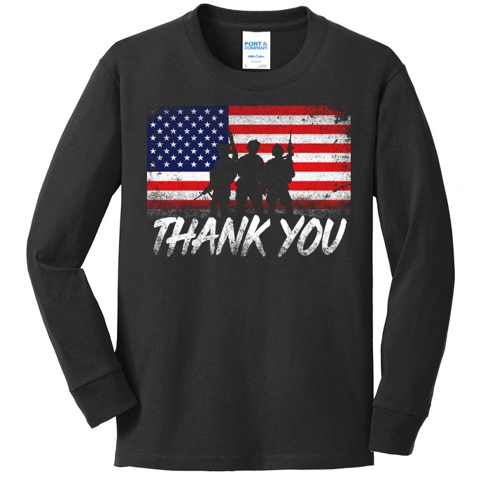 Thank You USA Troops Kids Long Sleeve Shirt