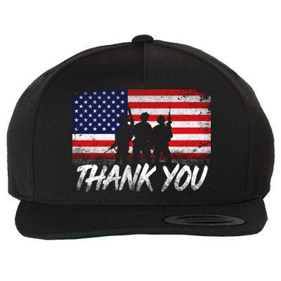 Thank You USA Troops Wool Snapback Cap