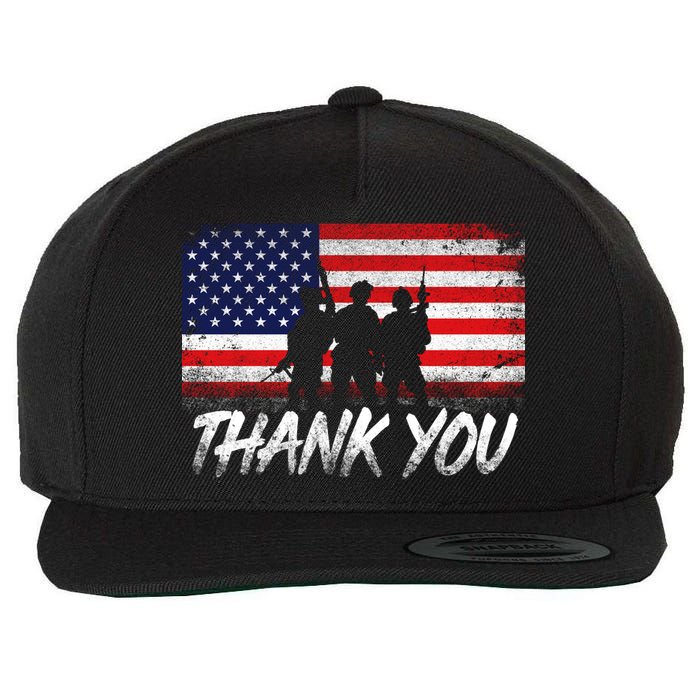 Thank You USA Troops Wool Snapback Cap