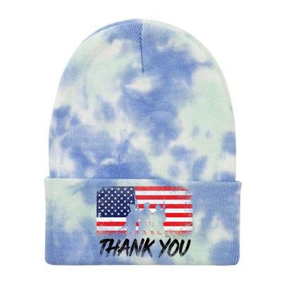 Thank You USA Troops Tie Dye 12in Knit Beanie