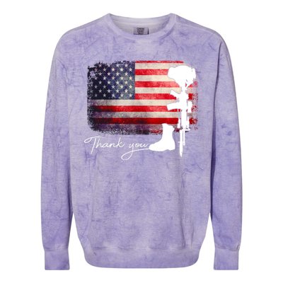 Thank You Veterans Memorial Day Colorblast Crewneck Sweatshirt