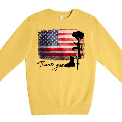 Thank You Veterans Memorial Day Premium Crewneck Sweatshirt